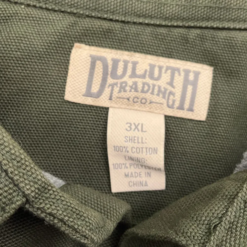 Duluth Shacket Men‎ 3XL Green Hanger Bender Fire Hose Lined Chore Shacket Work